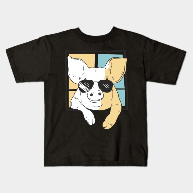 Cool Pig Kids T-Shirt by Oolong